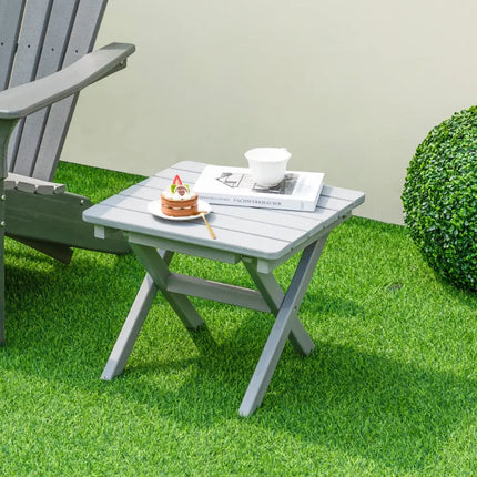 Outdoor Folding Side Table Foldable Weather-Resistant HDPE Adirondack Table-Gray - Gray - Patio Coffee Tables