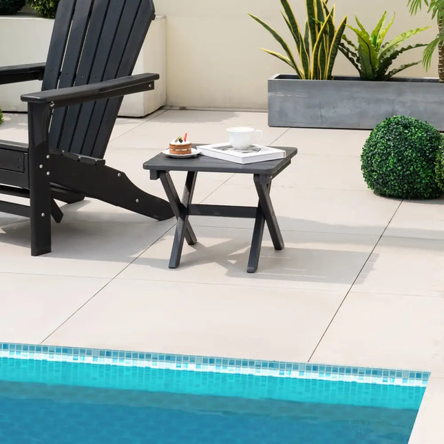 Outdoor Folding Side Table Foldable Weather-Resistant HDPE Adirondack Table-Black - Black - Patio Coffee Tables