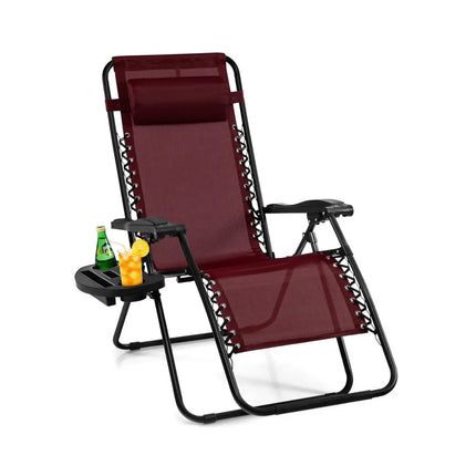 Outdoor Folding Zero Gravity Reclining Lounge Chair-Dark Red - Dark Red - Beach & Lawn Chairs