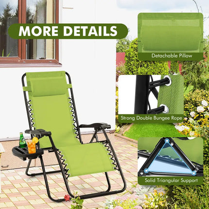 Outdoor Folding Zero Gravity Reclining Lounge Chair-Green - Green - Beach & Lawn Chairs