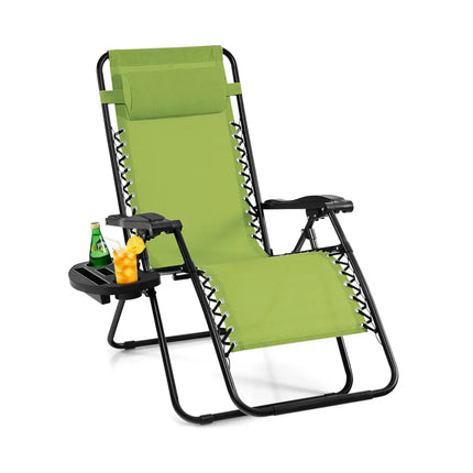 Outdoor Folding Zero Gravity Reclining Lounge Chair-Green - Green - Beach & Lawn Chairs