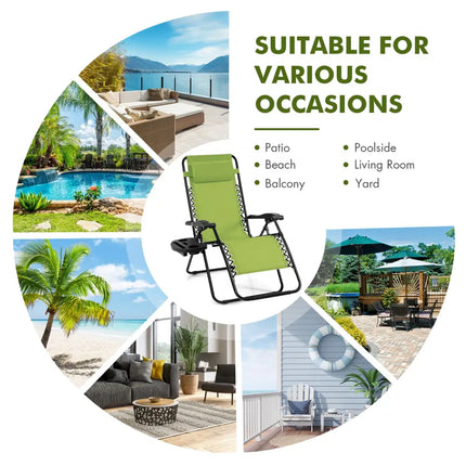 Outdoor Folding Zero Gravity Reclining Lounge Chair-Green - Green - Beach & Lawn Chairs