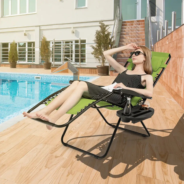 Outdoor Folding Zero Gravity Reclining Lounge Chair-Green - Green - Beach & Lawn Chairs