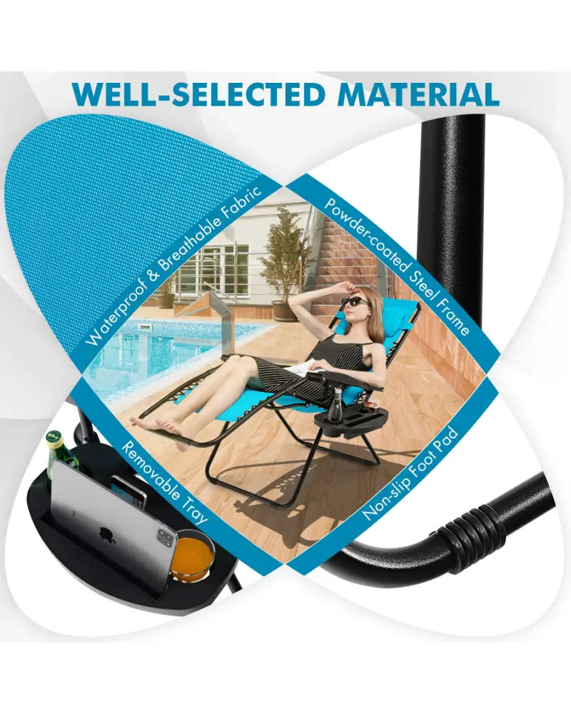 Outdoor Folding Zero Gravity Reclining Lounge Chair-Light Blue - Light Blue - Beach & Lawn Chairs