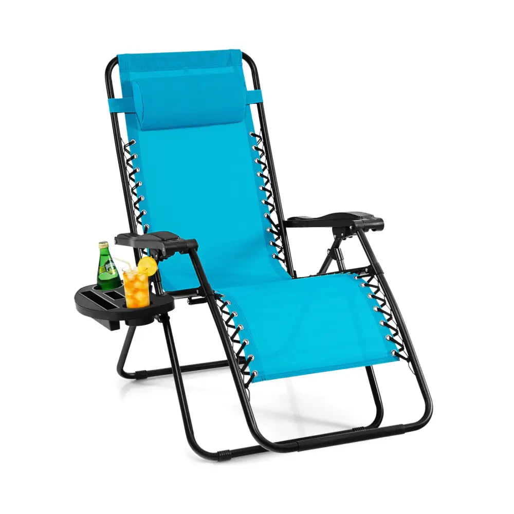 Outdoor Folding Zero Gravity Reclining Lounge Chair-Light Blue - Light Blue - Beach & Lawn Chairs