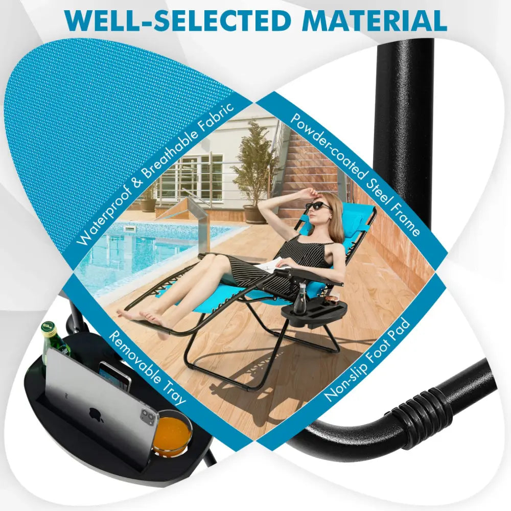 Outdoor Folding Zero Gravity Reclining Lounge Chair-Light Blue - Light Blue - Beach & Lawn Chairs