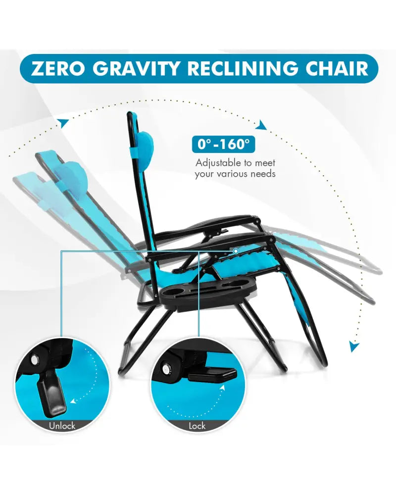 Outdoor Folding Zero Gravity Reclining Lounge Chair-Light Blue - Light Blue - Beach & Lawn Chairs