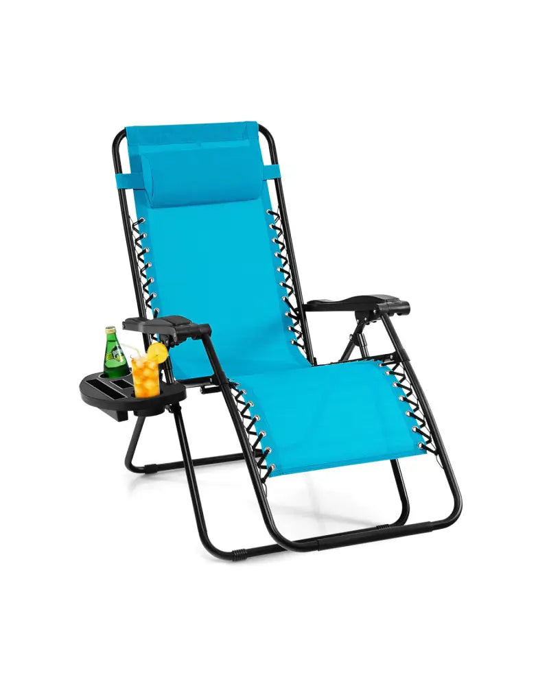 Outdoor Folding Zero Gravity Reclining Lounge Chair-Light Blue - Light Blue - Beach & Lawn Chairs