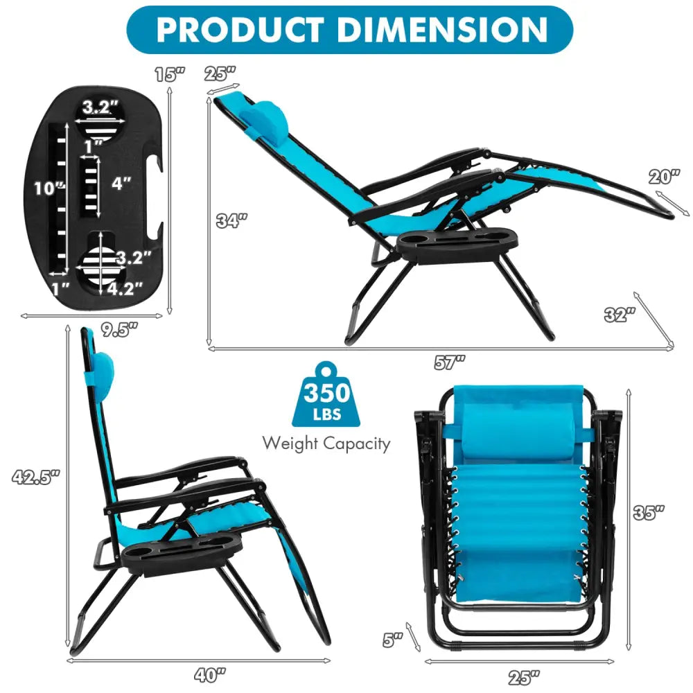 Outdoor Folding Zero Gravity Reclining Lounge Chair-Light Blue - Light Blue - Beach & Lawn Chairs