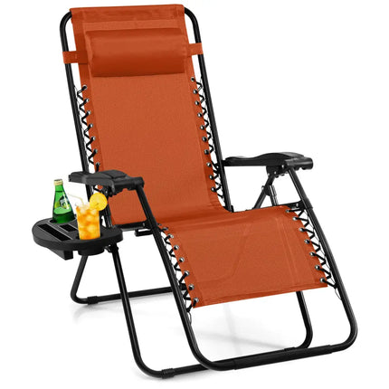 Outdoor Folding Zero Gravity Reclining Lounge Chair-Orange - Orange - Beach & Lawn Chairs