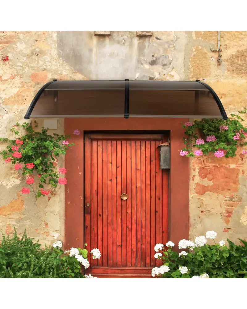Outdoor Front Door Patio Overhang Awning for Sunlight Rain Snow Wind Protection-78 x 35 Inch - Brown - Outdoor Shades
