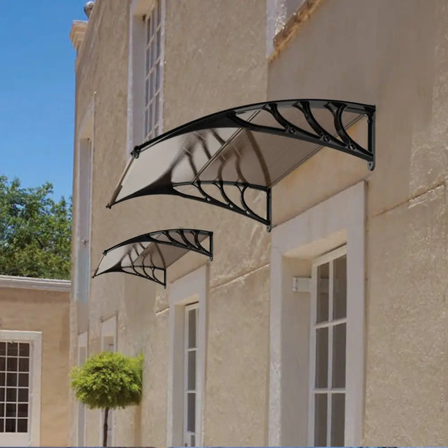 Outdoor Front Door Patio Overhang Awning for Sunlight Rain Snow Wind Protection-40 x 40 Inch - Brown - Outdoor Shades