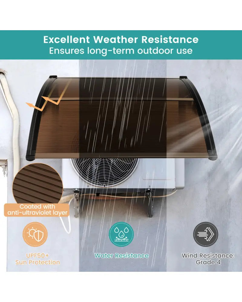 Outdoor Front Door Patio Overhang Awning for Sunlight Rain Snow Wind Protection-40 x 40 Inch - Brown - Outdoor Shades