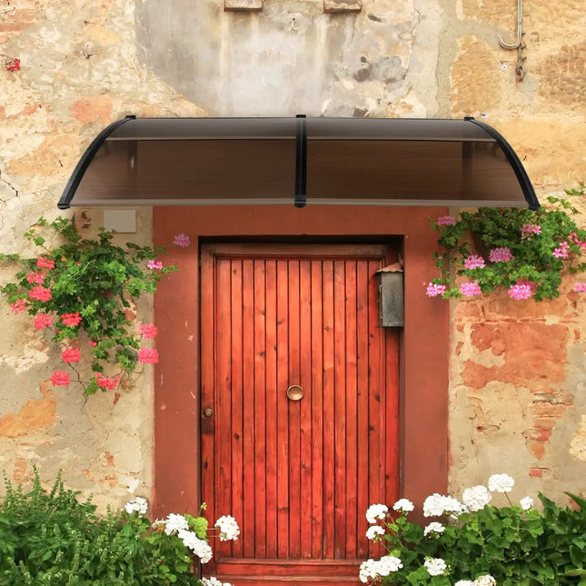 Outdoor Front Door Patio Overhang Awning for Sunlight Rain Snow Wind Protection-78 x 35 Inch - Brown - Outdoor Shades