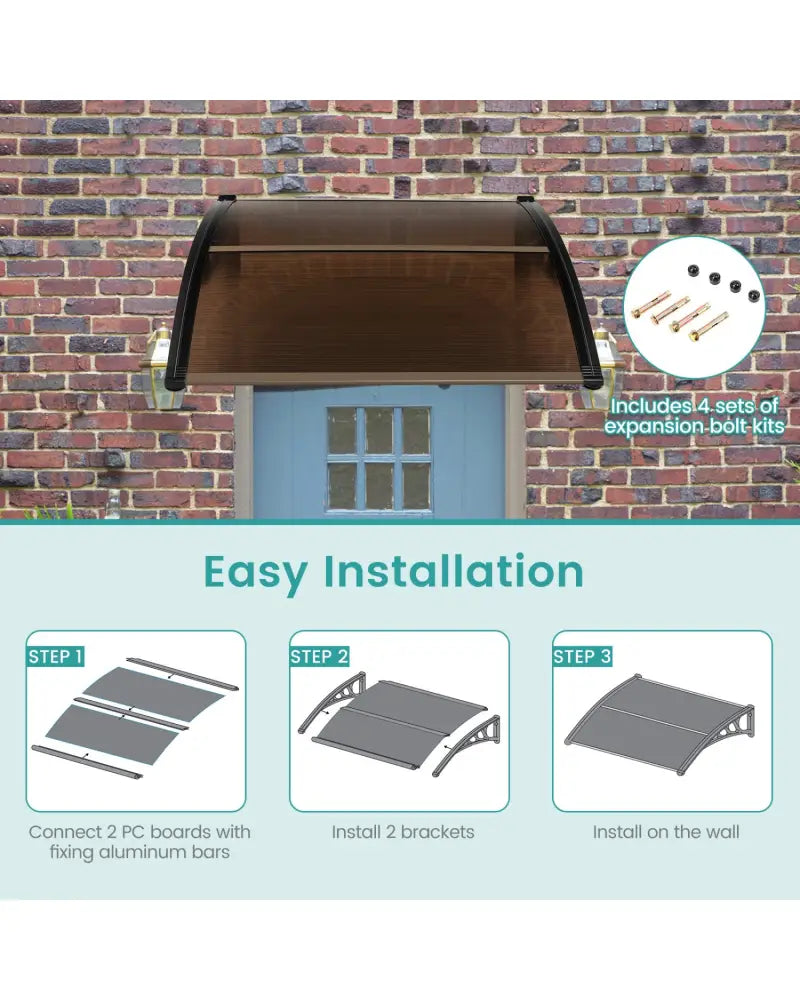 Outdoor Front Door Patio Overhang Awning for Sunlight Rain Snow Wind Protection-40 x 40 Inch - Brown - Outdoor Shades