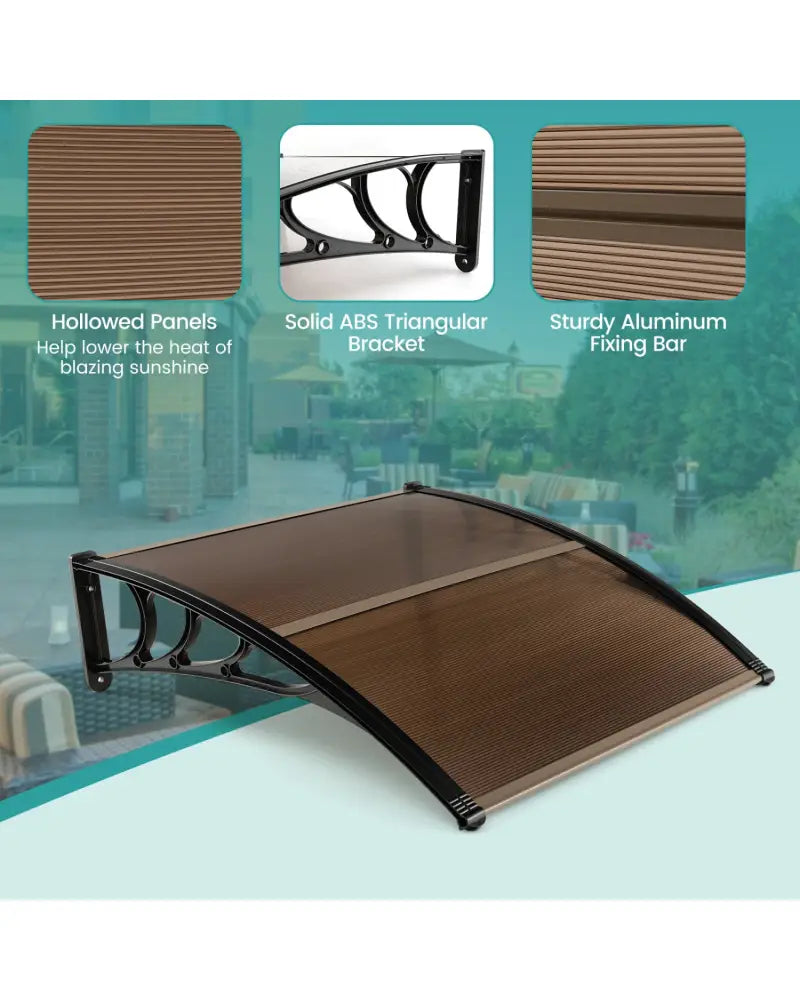 Outdoor Front Door Patio Overhang Awning for Sunlight Rain Snow Wind Protection-40 x 40 Inch - Brown - Outdoor Shades