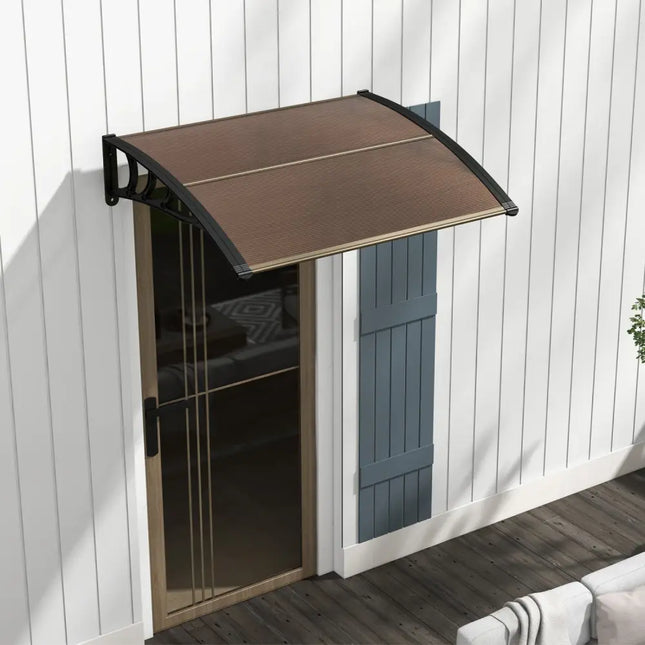 Outdoor Front Door Patio Overhang Awning for Sunlight Rain Snow Wind Protection-48 x 40 Inch - Brown - Outdoor Shades