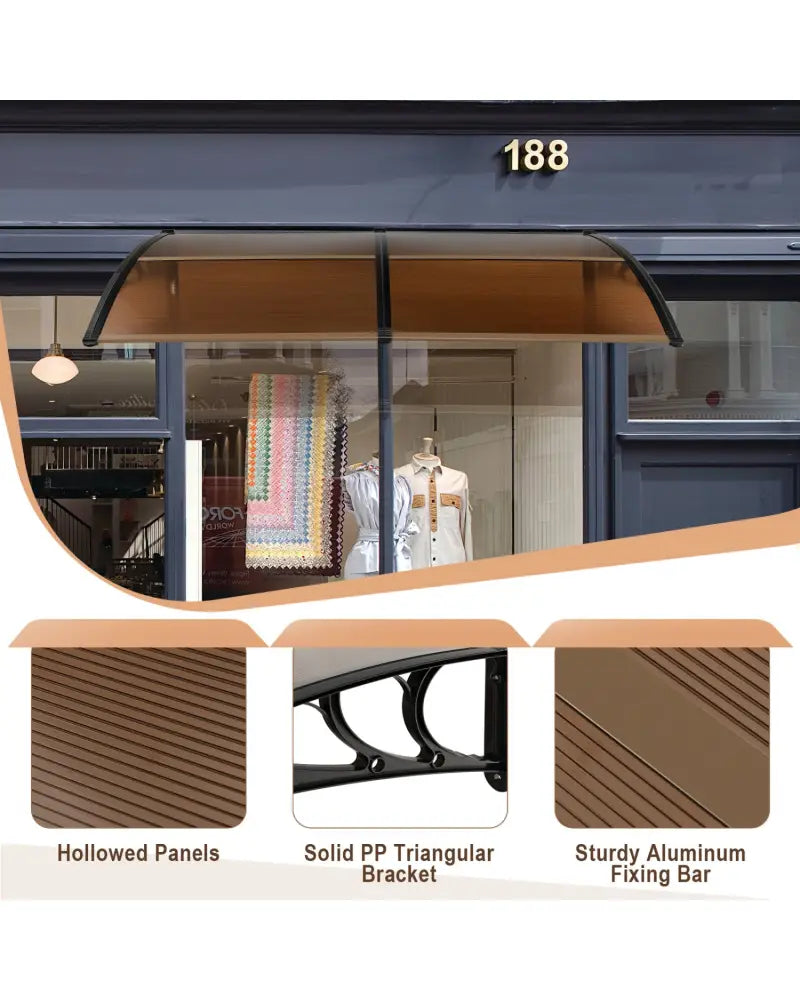 Outdoor Front Door Patio Overhang Awning for Sunlight Rain Snow Wind Protection-78 x 35 Inch - Brown - Outdoor Shades