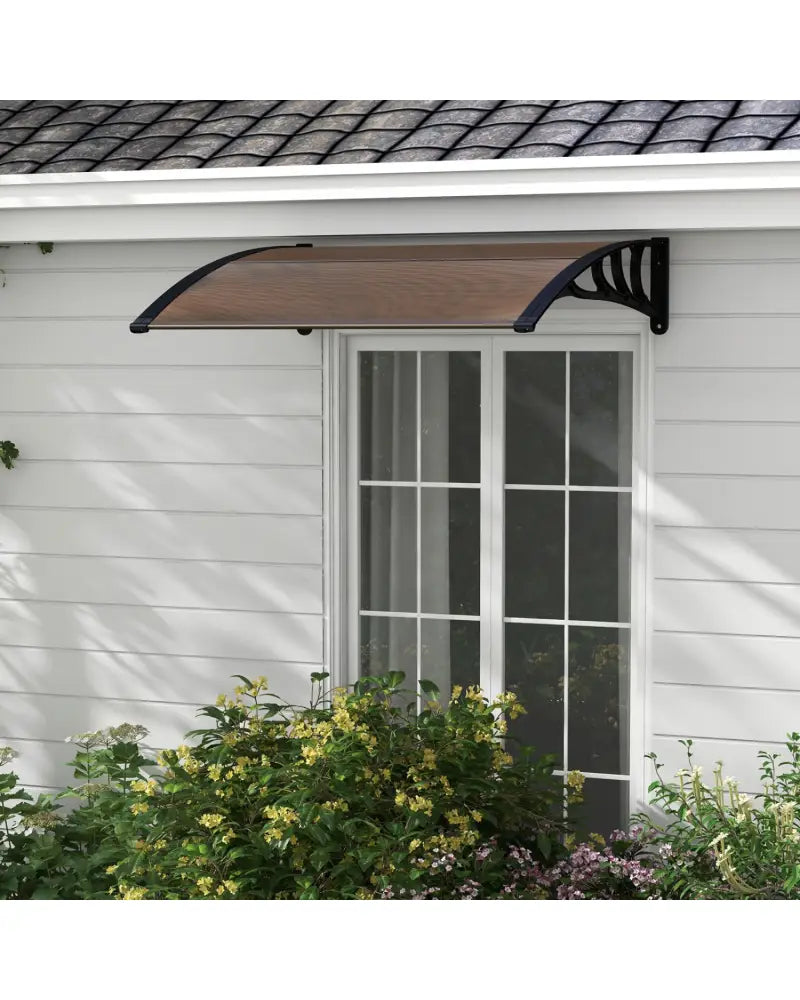 Outdoor Front Door Patio Overhang Awning for Sunlight Rain Snow Wind Protection-48 x 40 Inch - Brown - Outdoor Shades