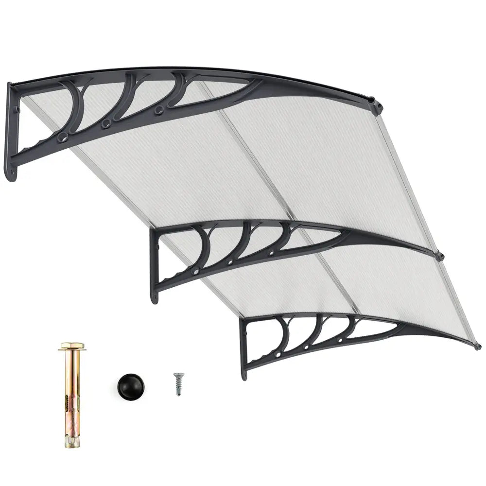 Outdoor Front Door Patio Overhang Awning for Sunlight Rain Snow Wind Protection-Gray - Gray - Outdoor Shades