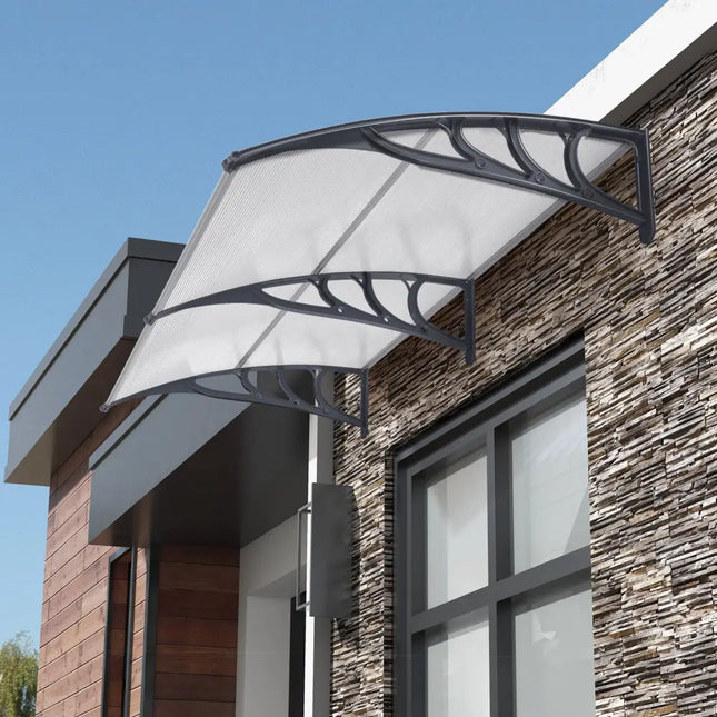 Outdoor Front Door Patio Overhang Awning for Sunlight Rain Snow Wind Protection-Gray - Gray - Outdoor Shades