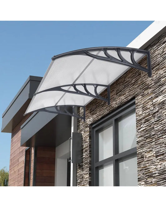 Outdoor Front Door Patio Overhang Awning for Sunlight Rain Snow Wind Protection-Gray - Gray - Outdoor Shades
