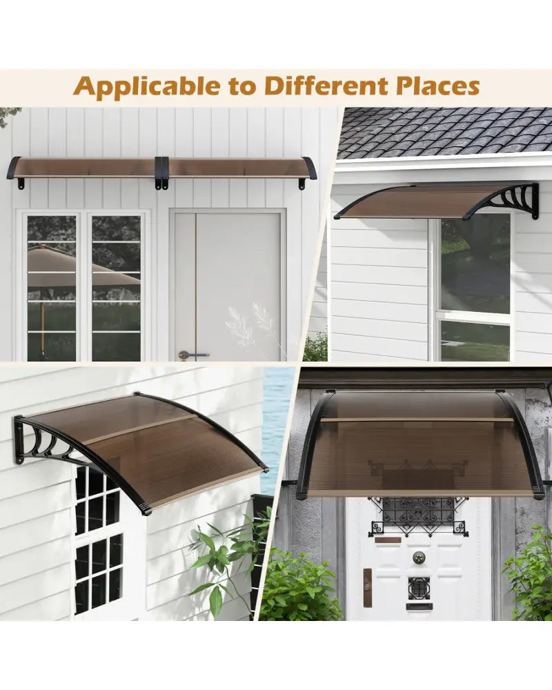 Outdoor Front Door Patio Overhang Awning for Sunlight Rain Snow Wind Protection-48 x 40 Inch - Brown - Outdoor Shades