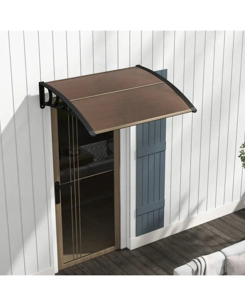 Outdoor Front Door Patio Overhang Awning for Sunlight Rain Snow Wind Protection-48 x 40 Inch - Brown - Outdoor Shades