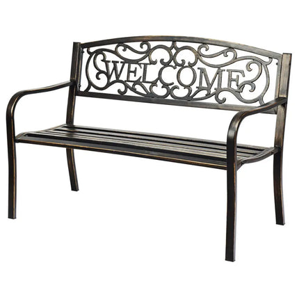 Outdoor Furniture Steel Frame Porch Garden Bench-bronze - Bronze - Outdoor Benches