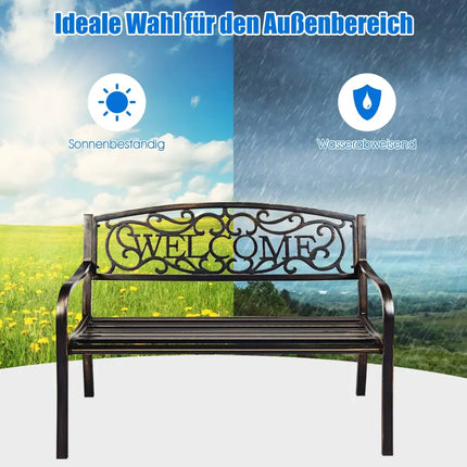 Outdoor Furniture Steel Frame Porch Garden Bench-bronze - Bronze - Outdoor Benches