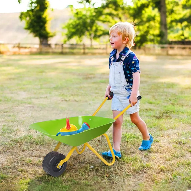 Outdoor Garden Backyard Play Toy Kids Metal Wheelbarrow-Light Green - Light Green - Sandboxes