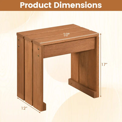 Outdoor Garden Bench Single Person Patio Backless Bench with Solid Wooden Frame - Outdoor Benches