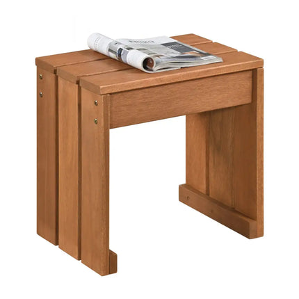 Outdoor Garden Bench Single Person Patio Backless Bench with Solid Wooden Frame - Outdoor Benches