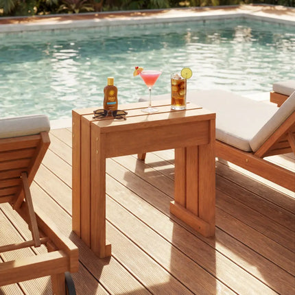 Outdoor Garden Bench Single Person Patio Backless Bench with Solid Wooden Frame - Outdoor Benches