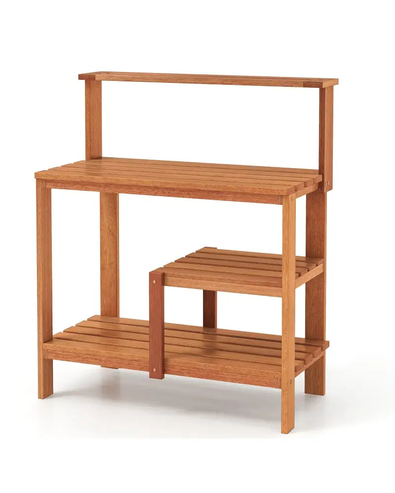 Outdoor Garden Potting Wood Planting Workstation with Open Shelves - Potting Benches & Tables