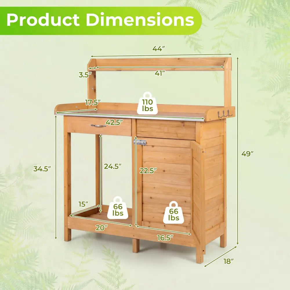 Outdoor Garden Wooden Work Station Potting Bench - Natural - Potting Benches & Tables