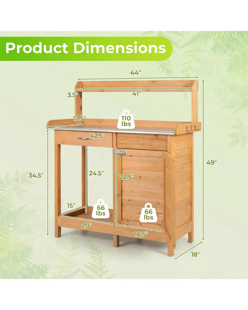 Outdoor Garden Wooden Work Station Potting Bench - Natural - Potting Benches & Tables