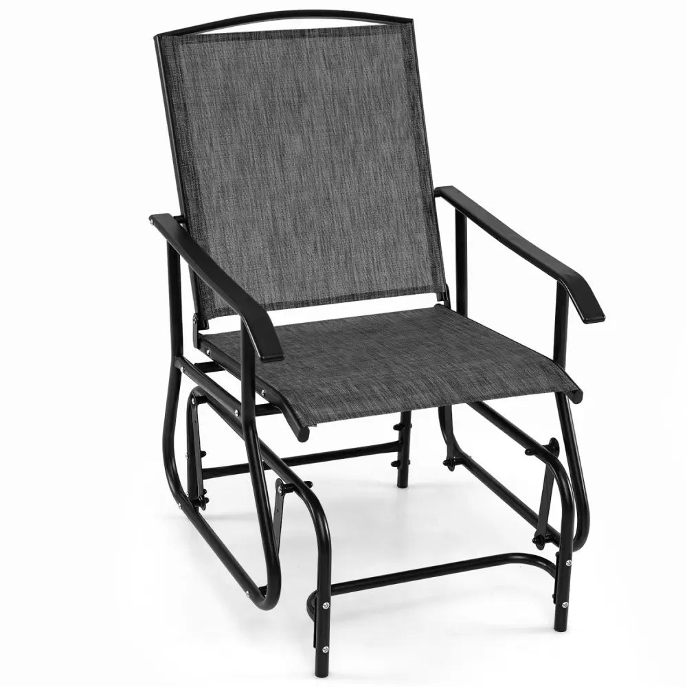 Outdoor Glider Chair with Metal Frame and Armrests-Gray - Gray - Patio Rocking Chairs & Gliders