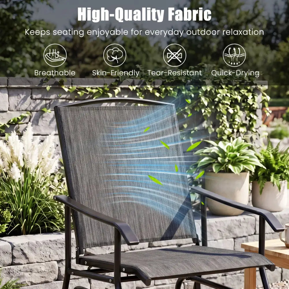 Outdoor Glider Chair with Metal Frame and Armrests-Gray - Gray - Patio Rocking Chairs & Gliders