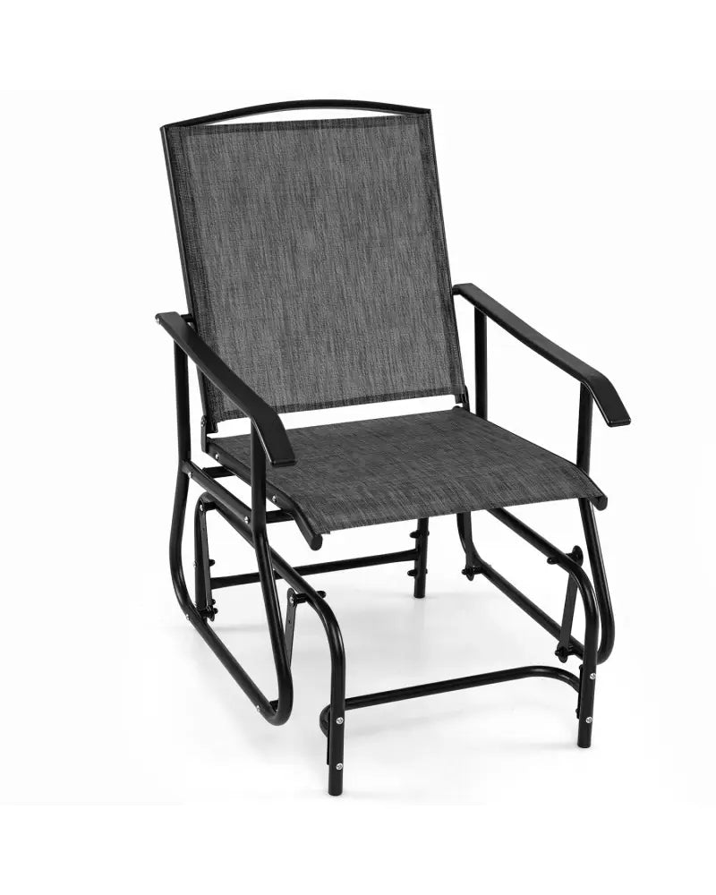 Outdoor Glider Chair with Metal Frame and Armrests-Gray - Gray - Patio Rocking Chairs & Gliders