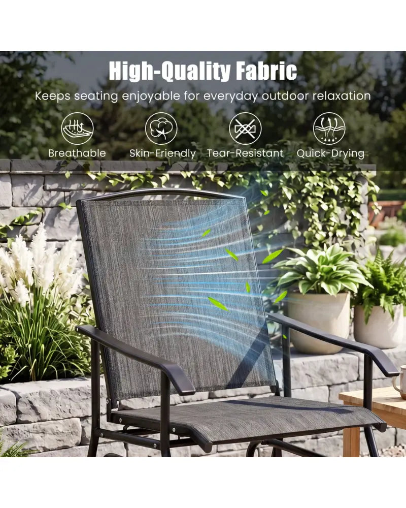 Outdoor Glider Chair with Metal Frame and Armrests-Gray - Gray - Patio Rocking Chairs & Gliders