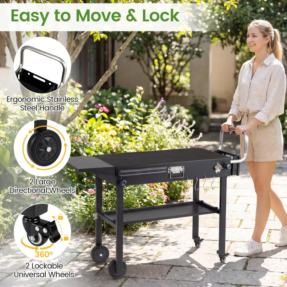 Outdoor Grill Cart Foldable Grilling Table for Blackstone Griddle with 31 x 17 Tabletop - Outdoor Grills