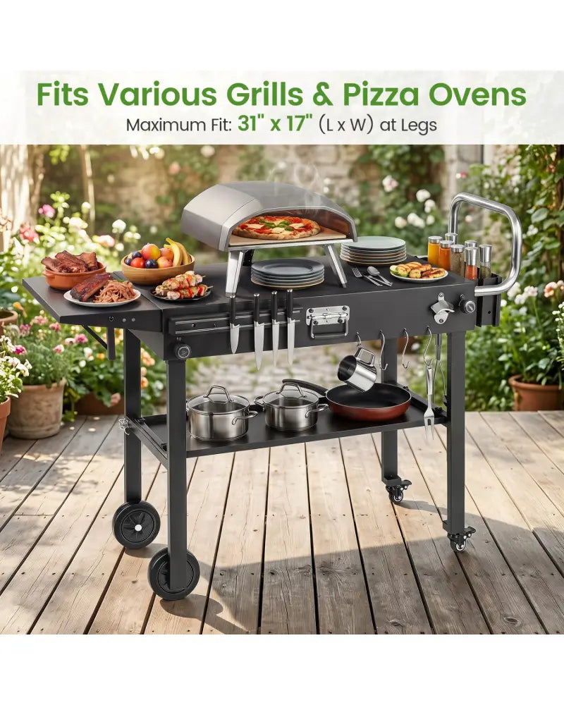 Outdoor Grill Cart Foldable Grilling Table for Blackstone Griddle with 31 x 17 Tabletop - Outdoor Grills