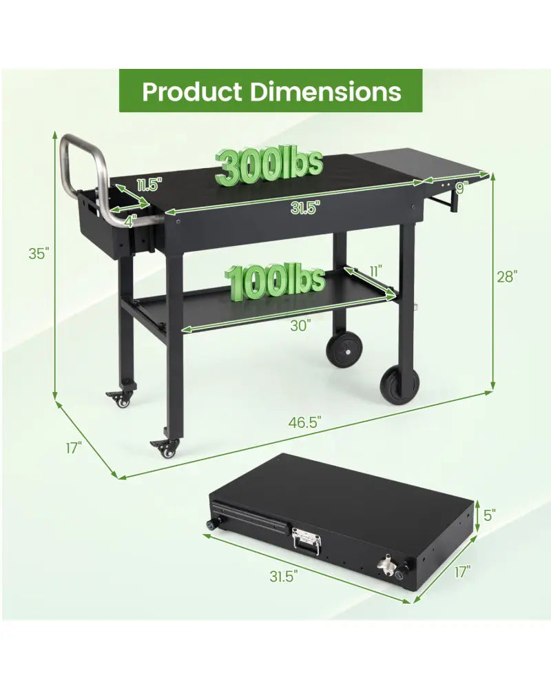 Outdoor Grill Cart Foldable Grilling Table for Blackstone Griddle with 31 x 17 Tabletop - Outdoor Grills