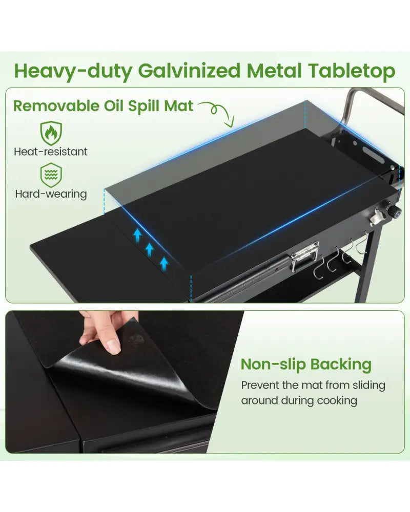 Outdoor Grill Cart Foldable Grilling Table for Blackstone Griddle with 31 x 17 Tabletop - Outdoor Grills