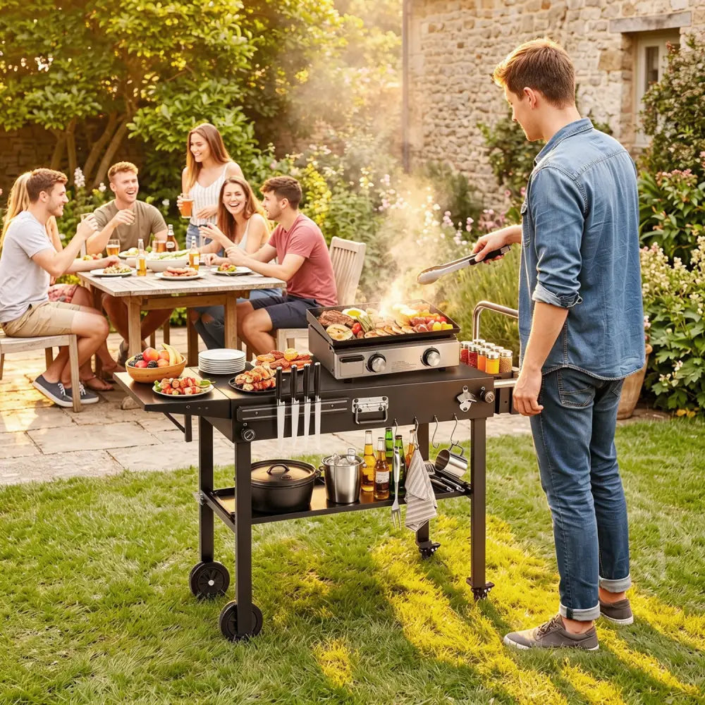 Outdoor Grill Cart Foldable Grilling Table for Blackstone Griddle with 31 x 17 Tabletop - Outdoor Grills