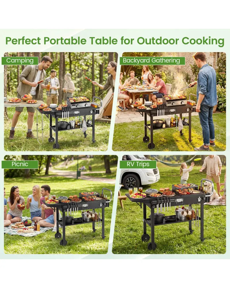 Outdoor Grill Cart Foldable Grilling Table for Blackstone Griddle with 31 x 17 Tabletop - Outdoor Grills