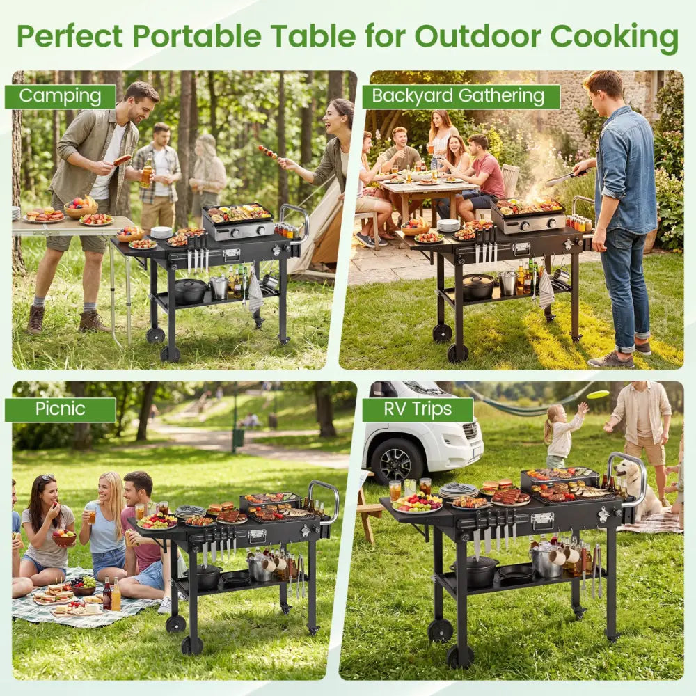 Outdoor Grill Cart Foldable Grilling Table for Blackstone Griddle with 31 x 17 Tabletop - Outdoor Grills