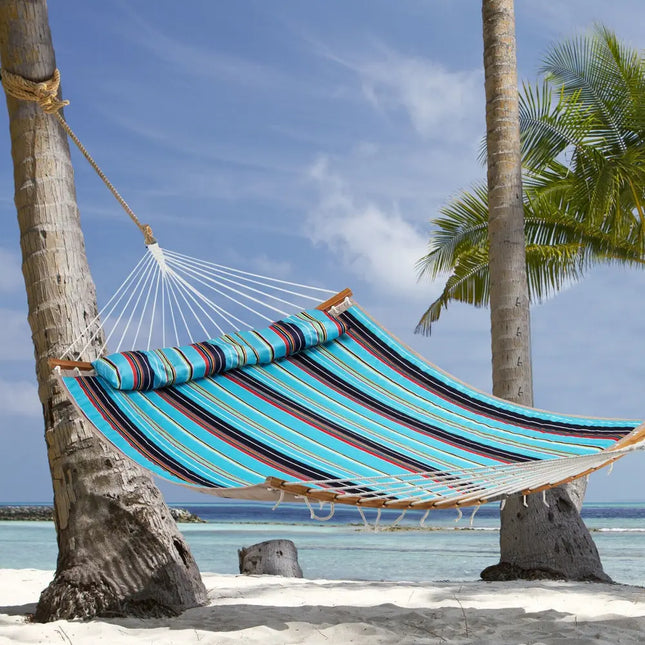 Outdoor Hammock with Detachable Pillow-Blue - Blue - Hammocks