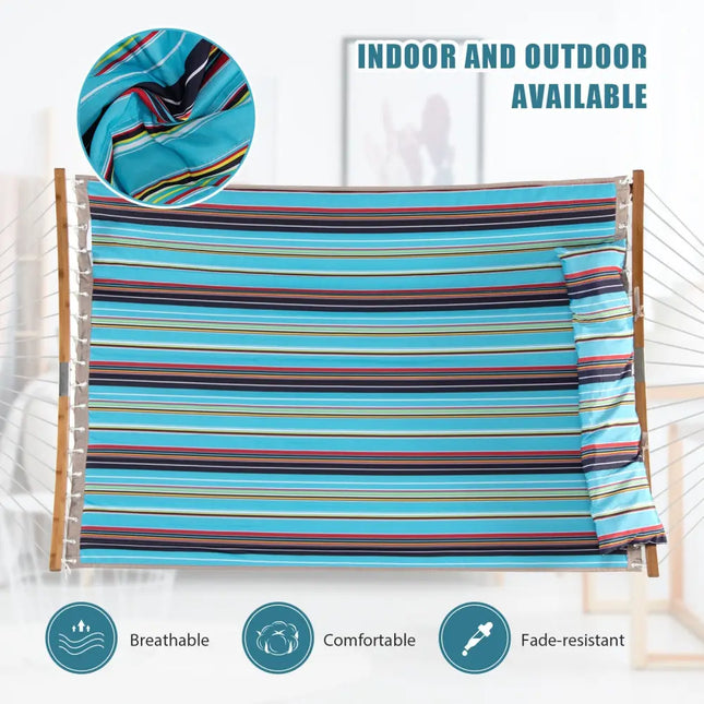 Outdoor Hammock with Detachable Pillow-Blue - Blue - Hammocks